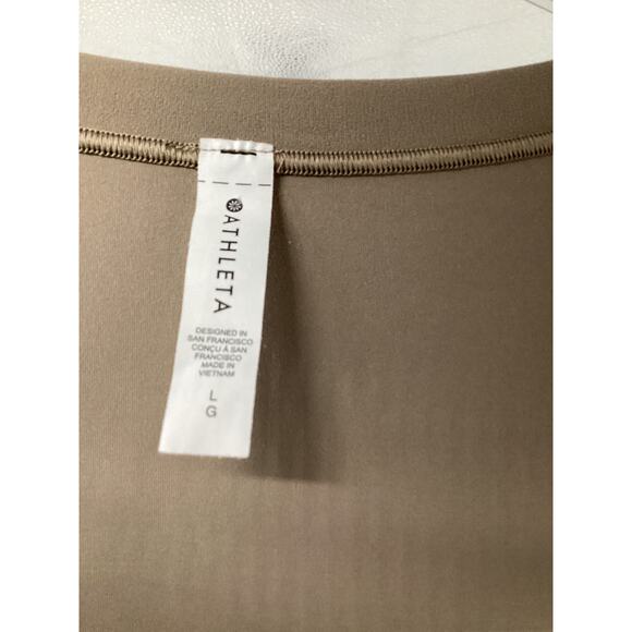 Athleta Encore Taupe Wrap Ballet V-Neck Yoga Top Shirt Large Stretch - Picture 6 of 6